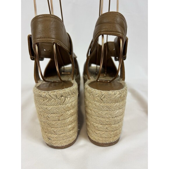 Celine Paris Espadrilles Wedges Platform Sandals Brown Leather Size 38 Buckle - Picture 8 of 16